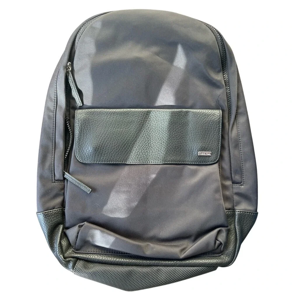 Calvin‎ Klein Nylon Backpack W Pebble PU Trim Black